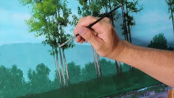 Part 3 - FREE Full length acrylic landscape painting The Tree Line with Tim Gagnon