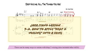 Jazz piano lesson 9-2 How to apply drop 2 voicing into a song / All The Things You Are/