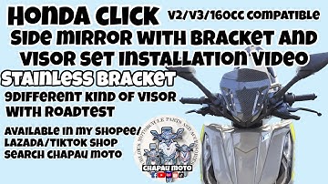 HONDA CLICK V2 & V3 STAINLESS SIDE MIRROR WITH BRACKET SET INSTALLATION WITH ROADTEST | CHAPAU MOTO