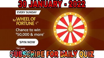 Amazon Wheel Of Fortune Quiz Answers  l 30 January 2022