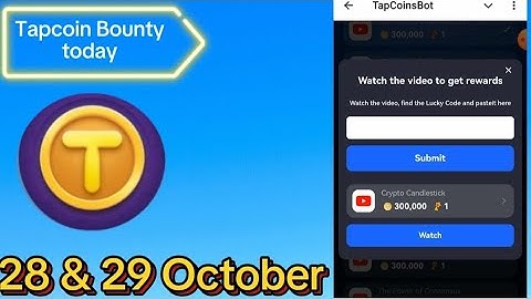 Crypto Candlestick TapCoin Bots Video Code | tapcoins lucky code today | TapCoin YouTube Code