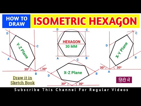 HOW TO DRAW ISOMETRIC VIEW OF HEXAGON, ISOMETRIC PROJECTION OF HEXAGON ...