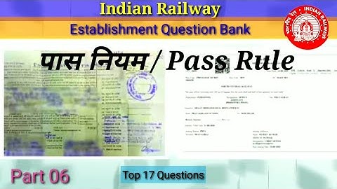 Railway Establishment Question bank | Pass Rule
