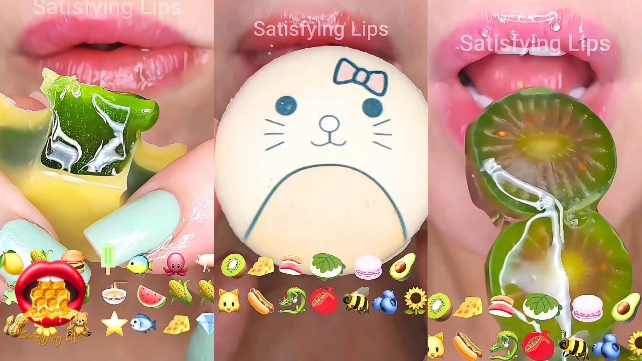 Satisfying ASMR Eating Emoji Food Challenge Mukbang - YouTube