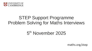 Problem solving for Maths Interviews: 5th Nov 2025