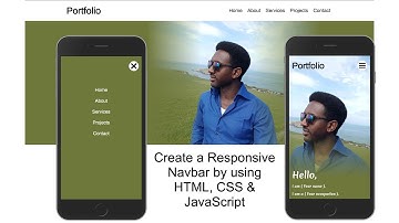 Responsive Navigation Bar Tutorial by using HTML, CSS & JavaScript | Portfolio Website Part Two