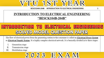 SOLVED MODEL QUESTION PAPER OF INTRODUCTION TO ELECTRICAL ENGINEERING 1ST SEM & 1ST YEAR VTU 2023