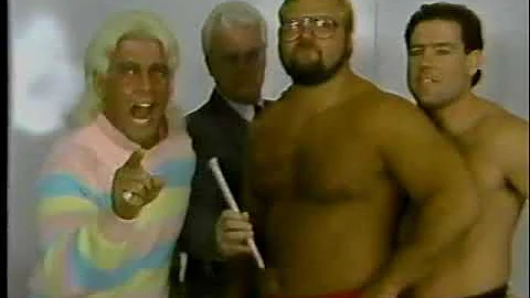 Barry Windham vs. Tully Blanchard/Road Warriors vs. Super Destroyer & Larry Zbyszko. WCW, 1988.