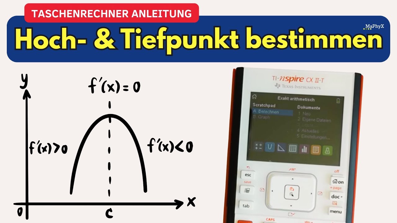 Extrempunkte mit dem TI-Nspire CX II-T bestimmen (Tiefpunkt & Hochpunkt)