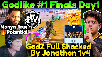 GodLike #1🔝💛 GodZ Full Shocked By Jonathan 1v4🤯 Manya Best IGL - GodZ😲