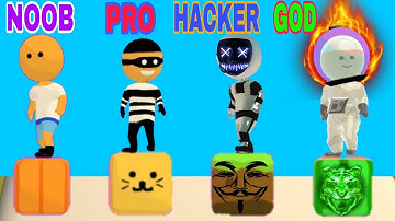 NOOB VS PRO VS  HACKER VS GOD in Cube Surfer |PLAYGAME24DIA