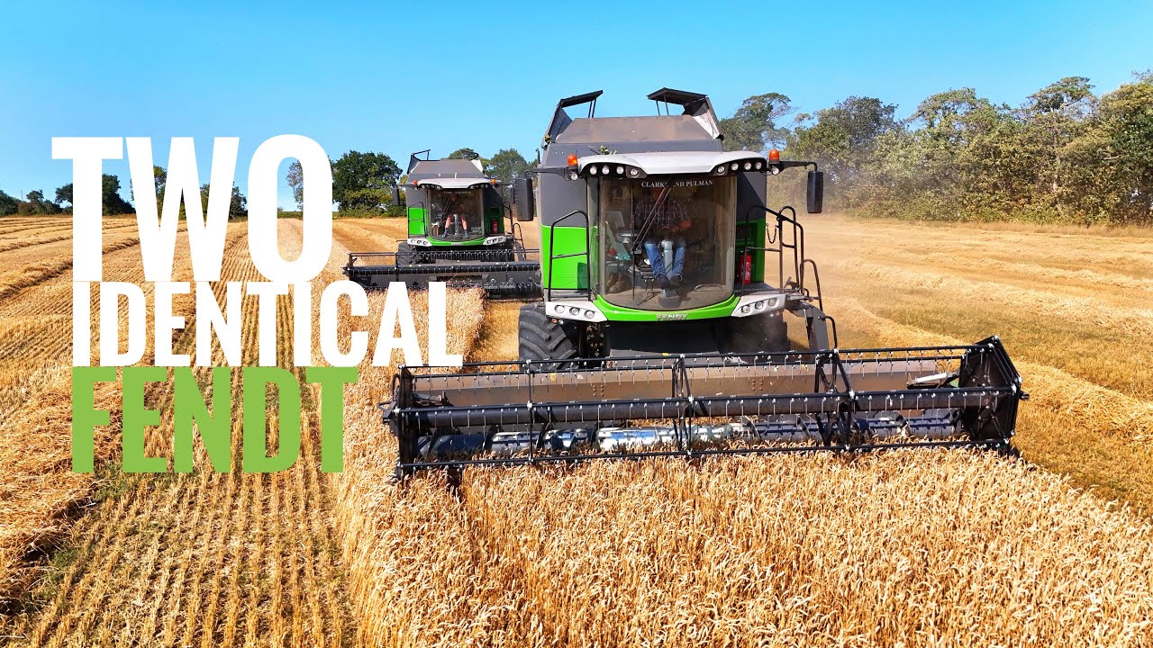 Two identical Fendt 5275c Combine Harvesters in action - YouTube