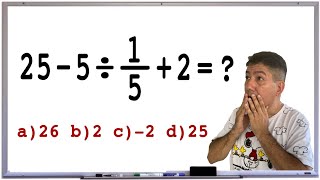 25 - 5 ÷ 1/5 + 2 = ❓ Expressão Numérica para Concurso Público - Prof Robson Liers - Mathematicamente