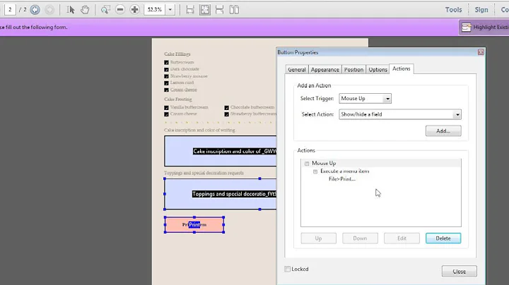 Acrobat XI Tutorial Hiding a Button When Printing