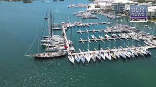 Aerial View | Some Of The Newport Bermuda Race Finishers In Hamilton, June 21 2022