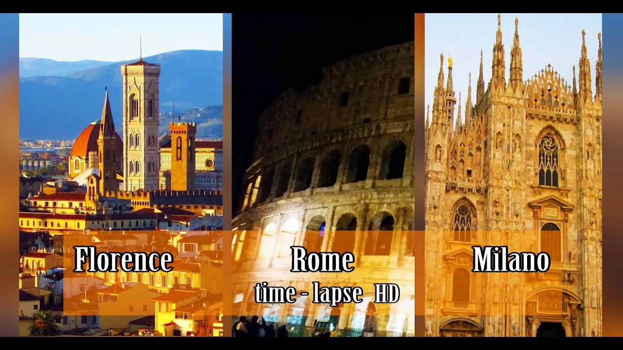 Italy Holidays timelapse. Florence Rome Milan.  YouTube