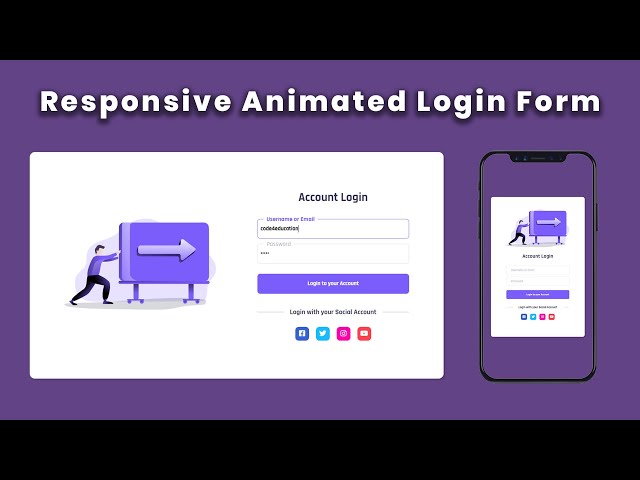 Free Online Course: Login Form With Floating Label Animation, Input  Animation CSS, Label Animation, Code4education from