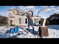 Cozy off grid winter   processing wood aframe cabin tour
