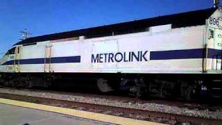 Metrolink 108 meets Train 905 at the Burbank Airport Station.. 12-9-11.
