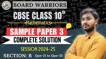 CBSE Sample Paper Solutions 2024-25 (P-3)| Class 10 Maths Standard #samplepaperclass10 #maths #cbse