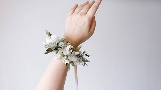 手腕花DIY 婚禮花藝 How to make a greenery wrist corsage