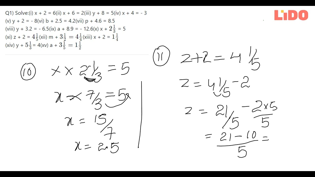 Q1 Solve I X 2 6 Ii X 6 2 Iii Y 8 5 Iv X 4 3 V Y 2 8 Vi B 25 42 Vii P 46 85 Viii Y 32 65 Ix A 126