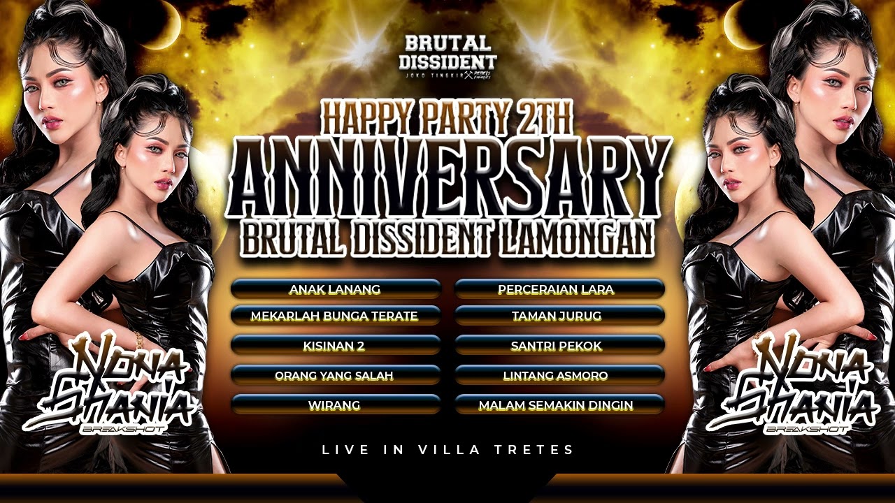 MIXTAPE FUNKOT VIRAL 2024  HAPPY PARTY 2TH ANNIVERSARY BRUTAL DISSIDENT LAMONGAN BY DJ NONA SHANIA