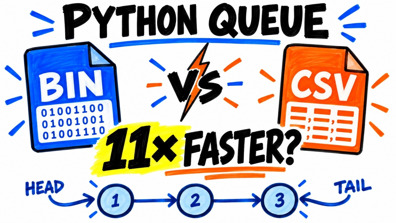 [COP-4530C] Python Linked List Queue: Binary vs CSV (11× Faster?) - YouTube