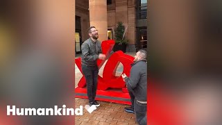 Man screams with joy at surprise proposal | Humankind