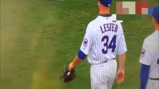 Watch stunning moment baseball pitcher Jon Lester throws entire GLOVE to get player out