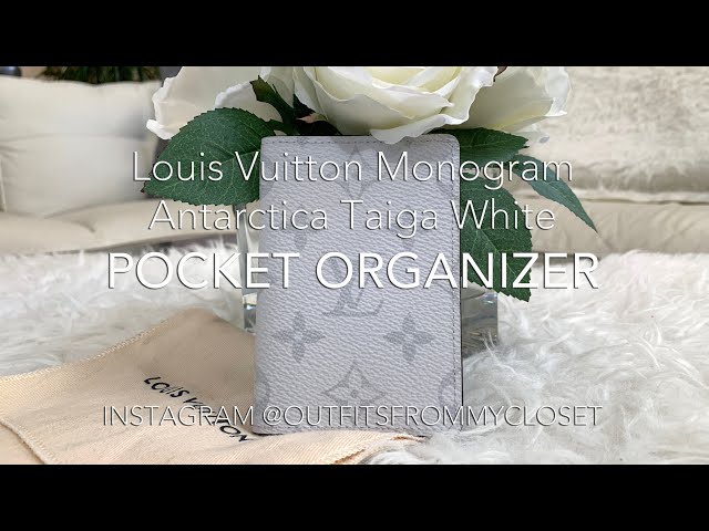 Louis Vuitton Pocket Organizer Monogram Antarctica Taiga White in