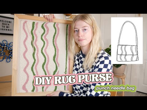 DIY RUG PURSE // super easy wavy punch needle bag DIY