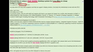 How to setup Dual Monitors in Linux Mint 2018 HD resolution without graphics card