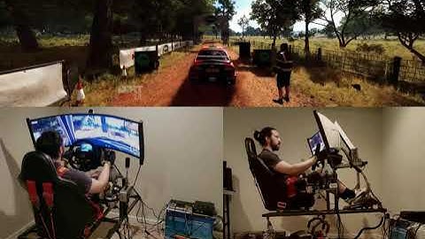 First Full 3dof Motion Simulator Test, 2 platform views and in-game video comparison. Dirt Rally 2.0