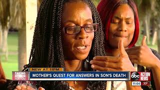 St. Pete mom waits for answers after her son's body was found in a lake near alligators