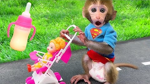 Monkey Baby Bon Bon Goes To Buy Watermelon Ice Cream And Swim With Duckling In The Pool