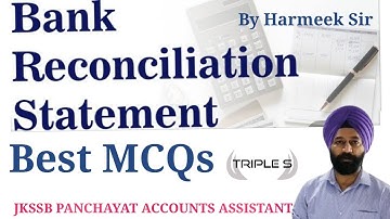 Bank Reconciliation Statement - MCQs By Harmeek Sir || JKSSB PANCHAYAT ACCOUNTS ASSISTANT