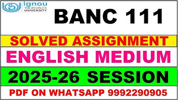 BANC 111 solved assignment 2025-26 in English || banc 111 solved assignment 2026 || banc111 2025-26