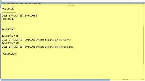 TCL - COMMIT,ROLLBACK,SAVEPOINT with examples