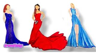 Celebrity Dress Drawing                                                #dressdrawing