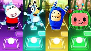 Wolfoo Family vs Bluey vs Oddbods vs Cocomelon -- Tiles Hop