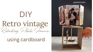 DIY Retro Vintage Rotating Photo Frame Using Cardboard | Swing Cadboard Photo Frame | DIY Gift ideas