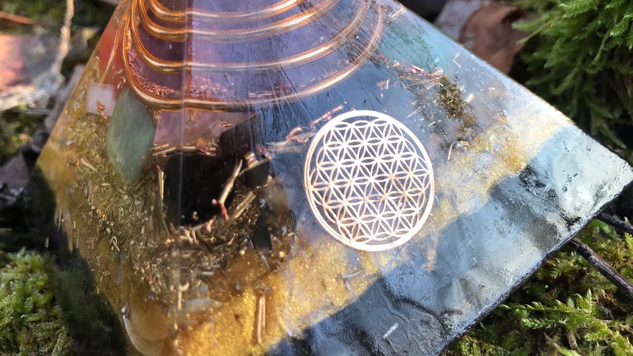 Golden Flower Of Life Orgone Pyramid / Lost Cubit / EMF / Electromagnetic Geopathic Stress
