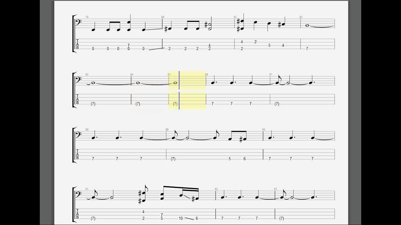 Metallica Sabbra Cadabra Bass Guitar Tablature Youtube