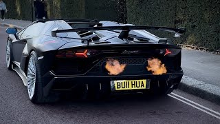 GINTANI Aventador SVJ HUGE FLAMES and Convoy in London!!