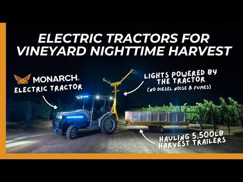 Electric Tractor for vineyard night harvest | Monarch Tractor