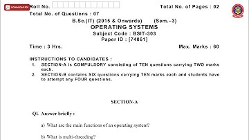 BSC IT 3RD SEM OPERATING SYSTEM DEC 2018 | PTU