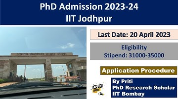 IIT Jodhpur PhD Admission 2023 || PhD Admission 2023