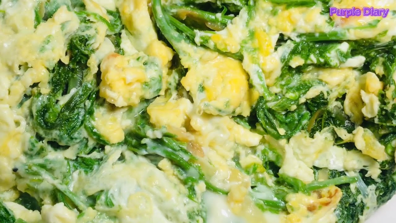 ဆူးပုပ်ကြက်ဥကြော် 😋🥗- Fried Senegalia pennata leaves #ဆူးပုပ် #ကြက်ဥ @PurpleDiary21 