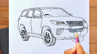 How To Draw Toyota Fortuner || Toyota Fortuner Drawing Tutorial || Step By Step Tutorial Resimi